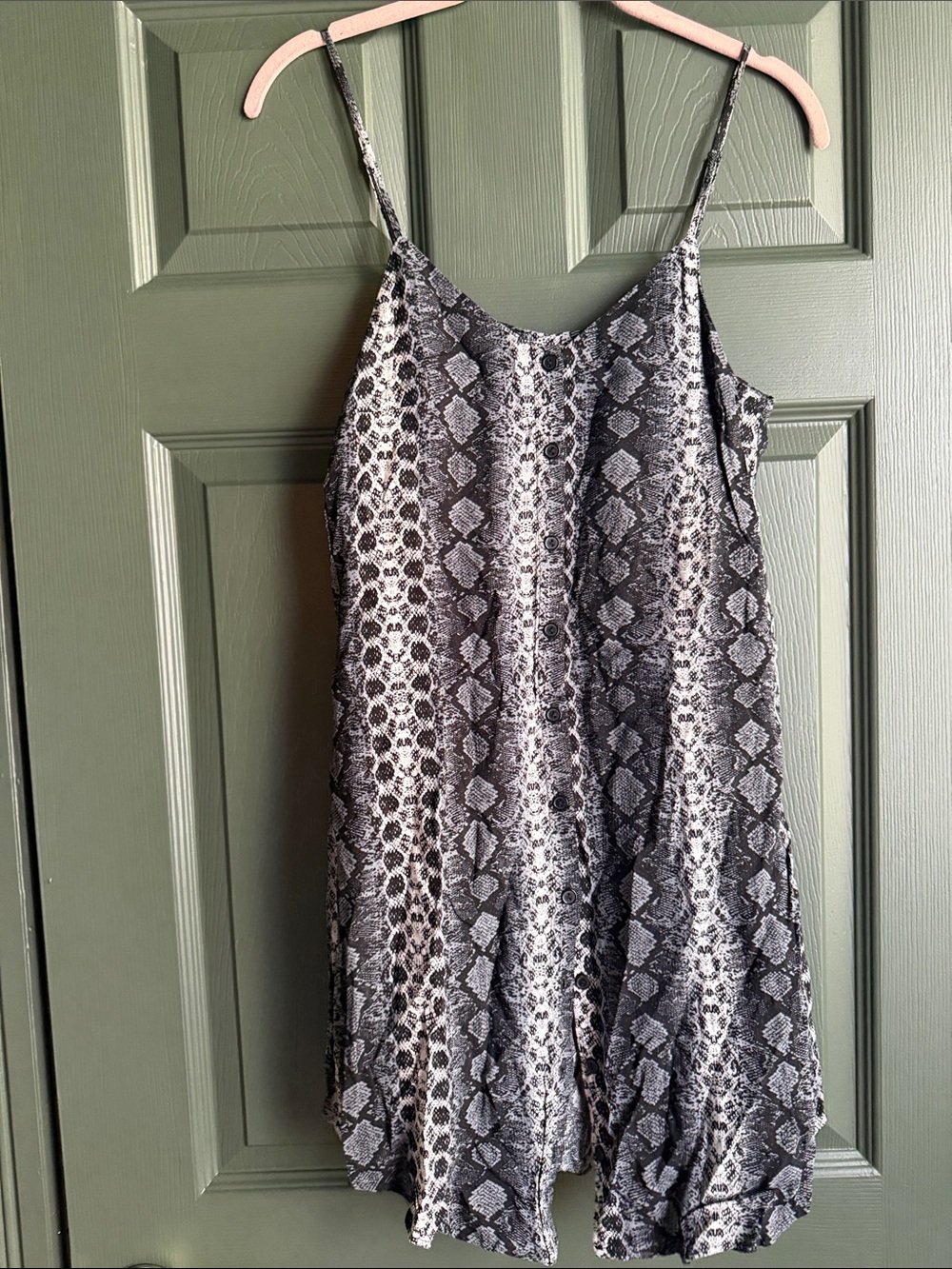 H&M Black & White Snake-Print Spaghetti Strap Mini Dress
